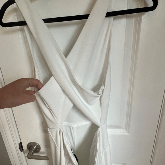 Crystal Sky White Wide Leg Jumpsuit Cross back Size Medium - Picture 5 of 6